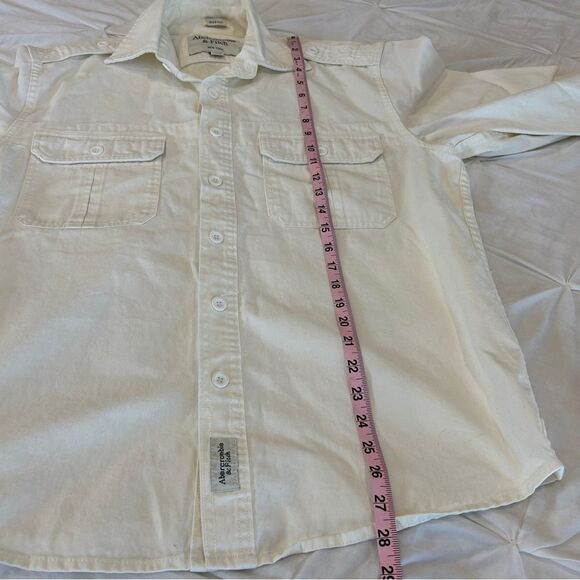 Ambercrombie & Fitch Muscle Men's White Double Pocket Long Sleeve Button Down XL - Picture 6 of 7